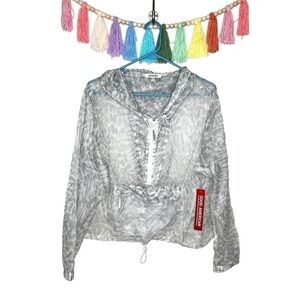 Good American Icy Leopard Print Windbreaker Layering Spring Jacket Size 2XL